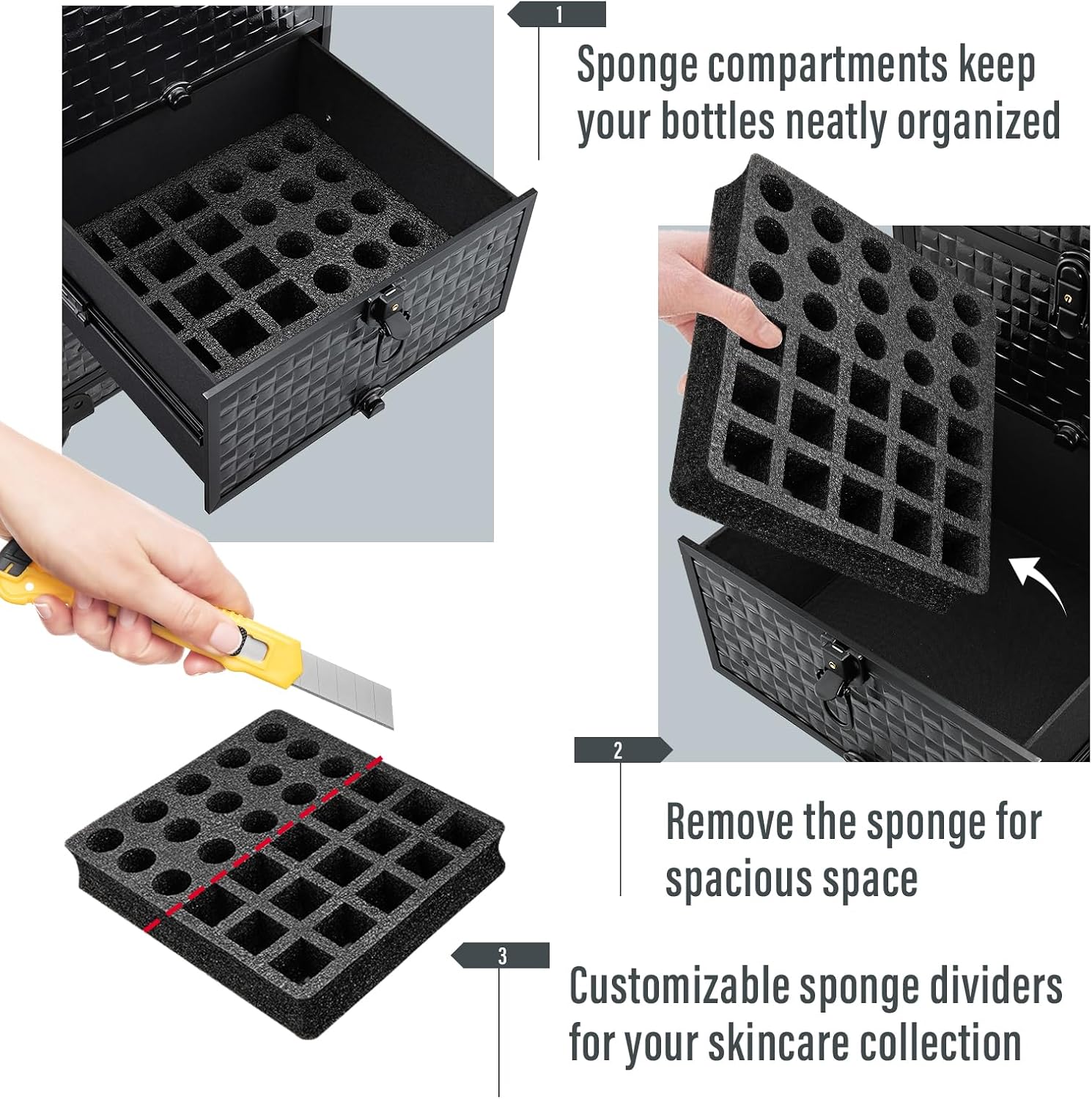 Rolling Salon Cart with 3 Draw - Makeup Organizer recension och pris