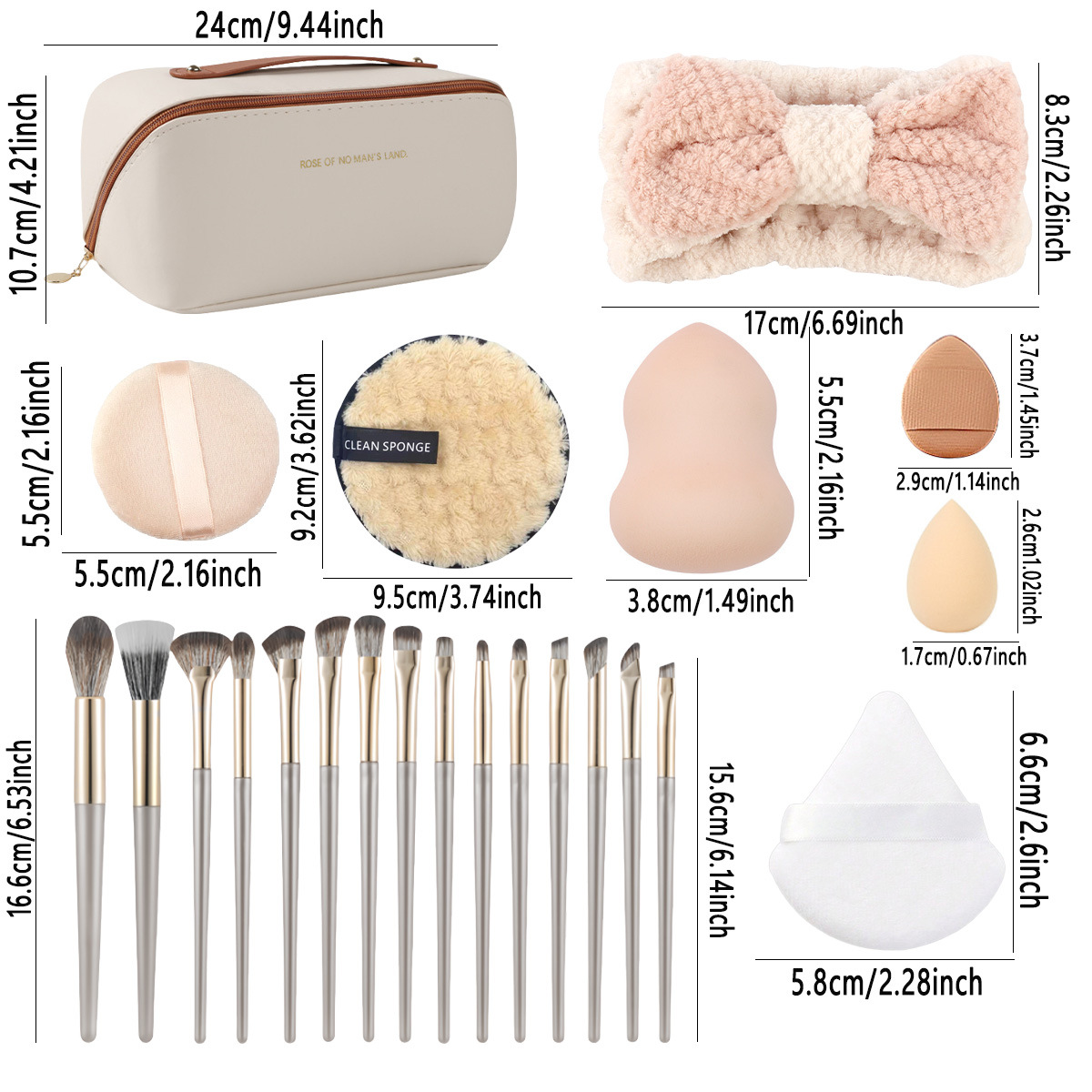 Leather Handle Bag with 36 Pcs - Beauty Makeup Sponge recension och pris