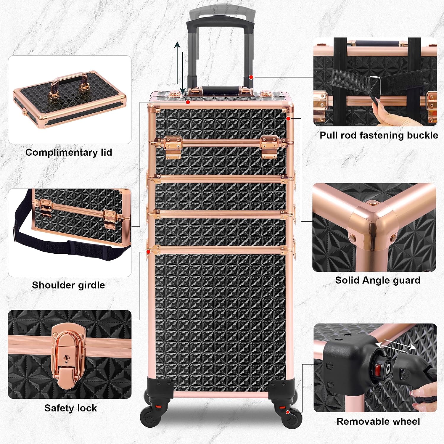 Black‑Gold 5‑in‑1 Rolling Make - Makeup Organizer recension och pris