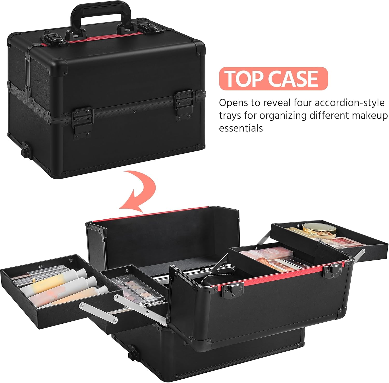 Black 4‑in‑1 Lockable Rolling  - Makeup Organizer recension och pris