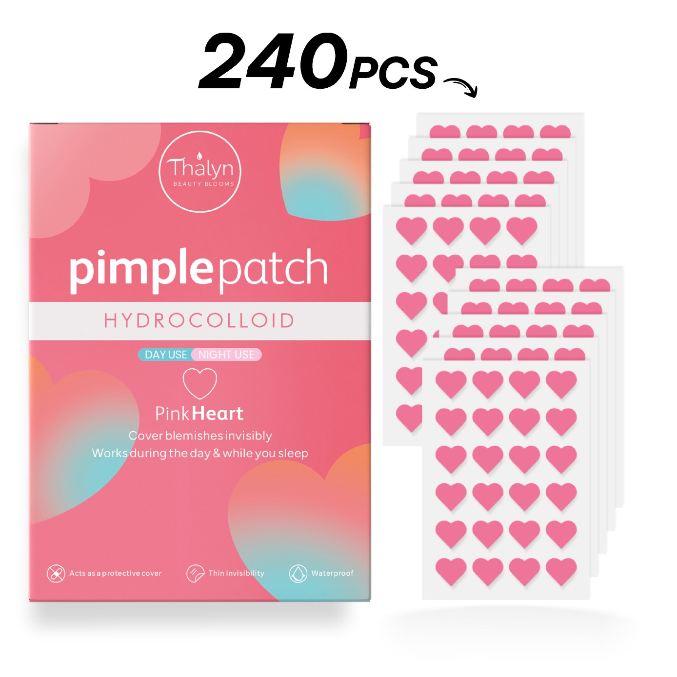 240PCS Pink Heart Pimple Patch - Beauty Zone Makeup recension och pris