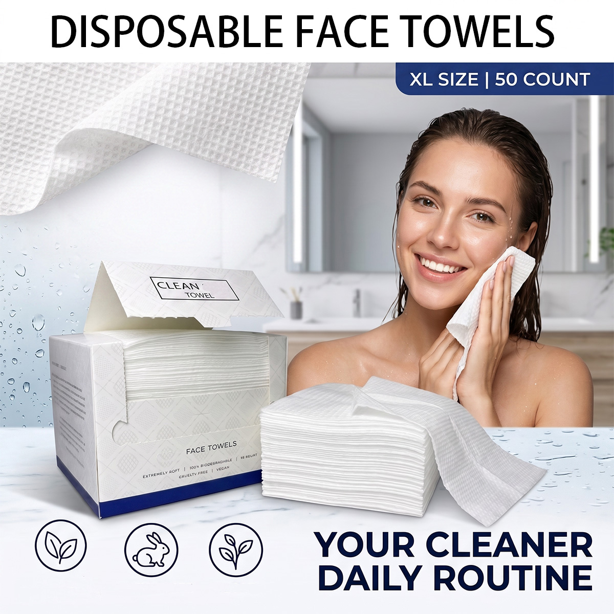 50Pcs/Box Disposable Face Towe - Beauty Makeup Box recension och pris