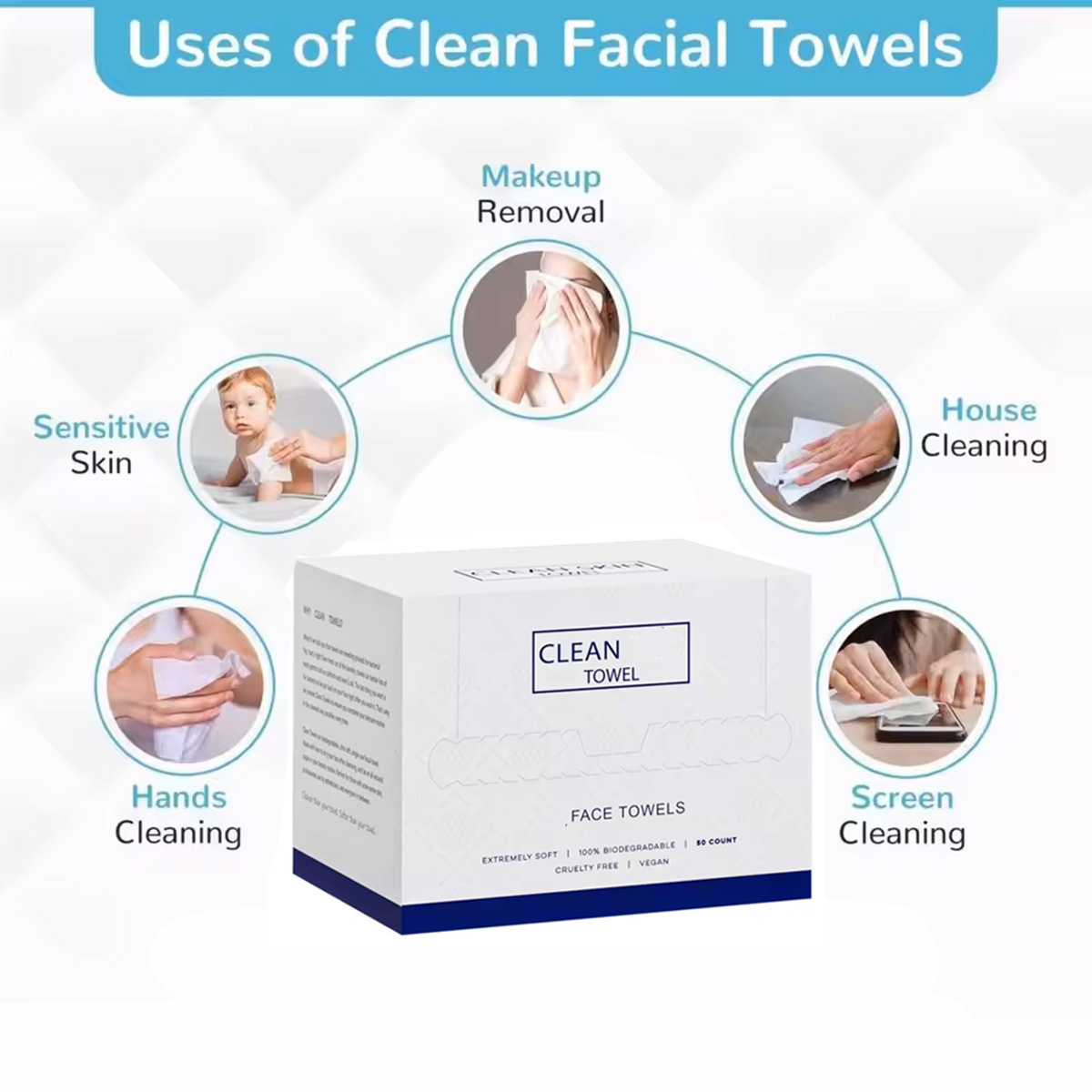50Pcs/Box Disposable Face Towe - Beauty Makeup Box recension och pris