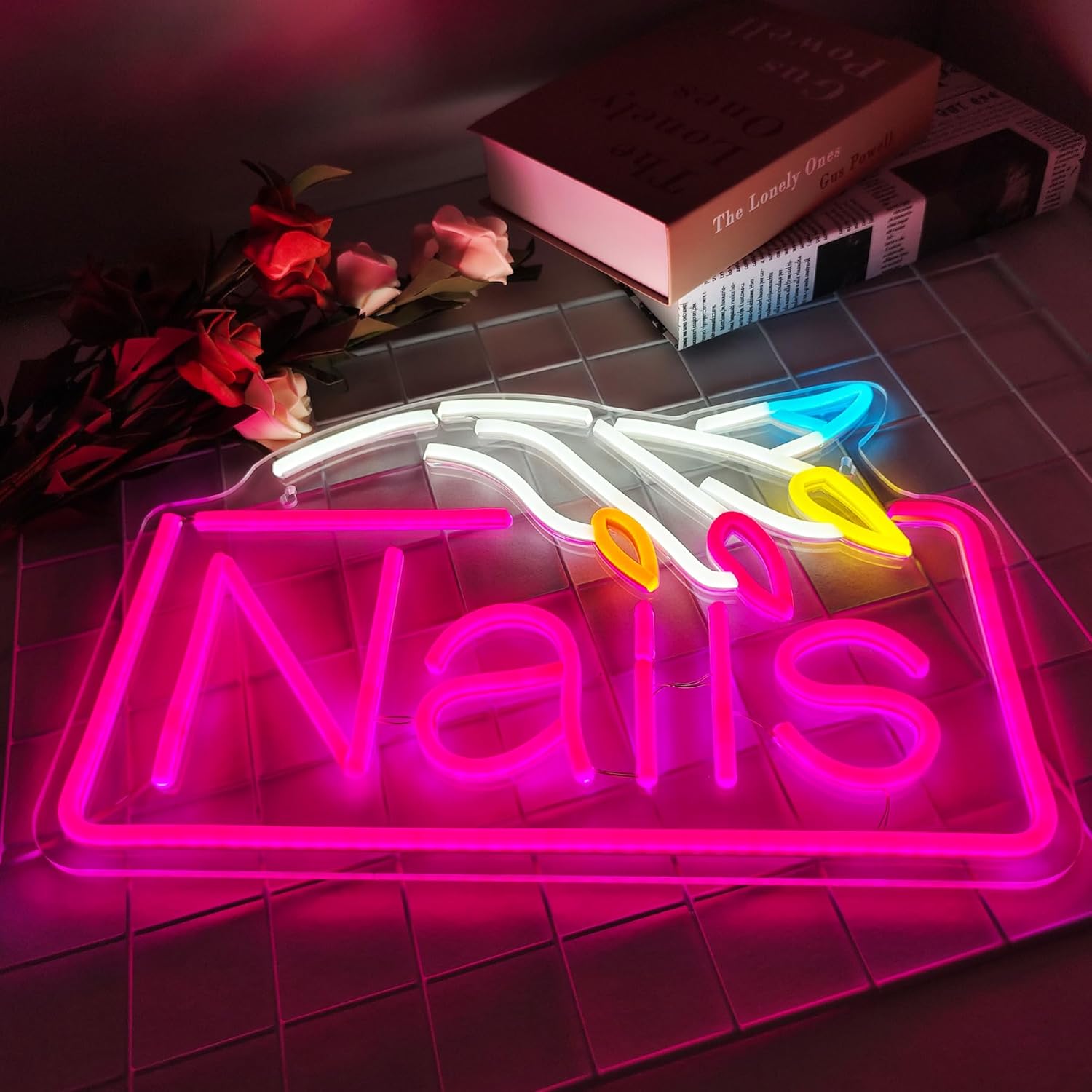 Nails Neon Sign  Business Wall - Beauty Makeup Store recension och pris