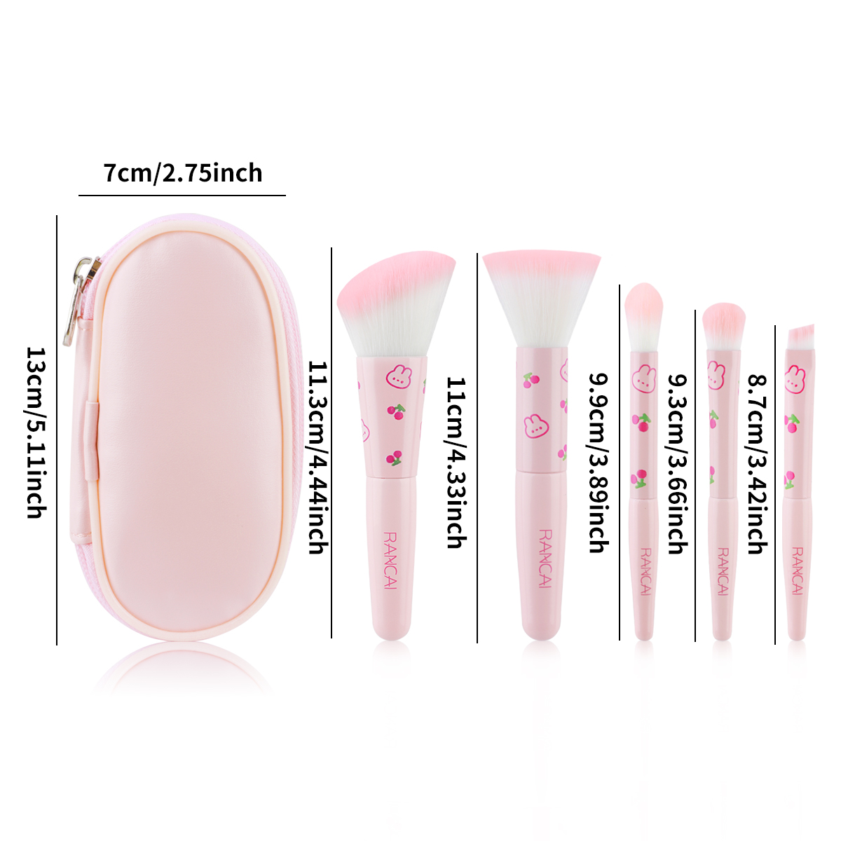 5Pcs Cute Compact Makeup Brush - Beauty Full Makeup recension och pris